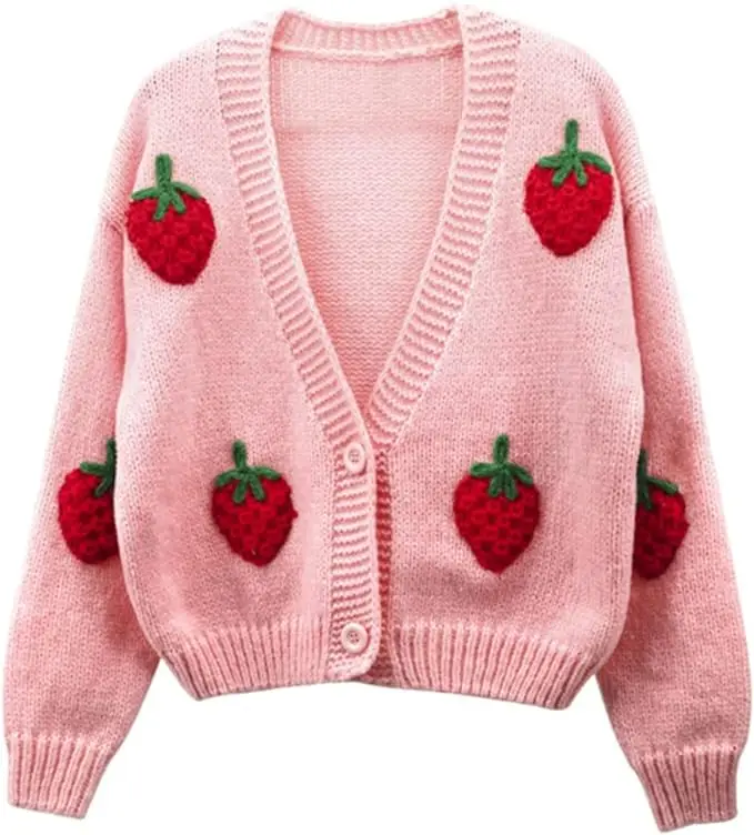 Custom Logo Designer Flower Handmade Chunky Knit Cardigan Sweater Women Knitwear Hand Knitted Women Sweaters Cardigans V Neck