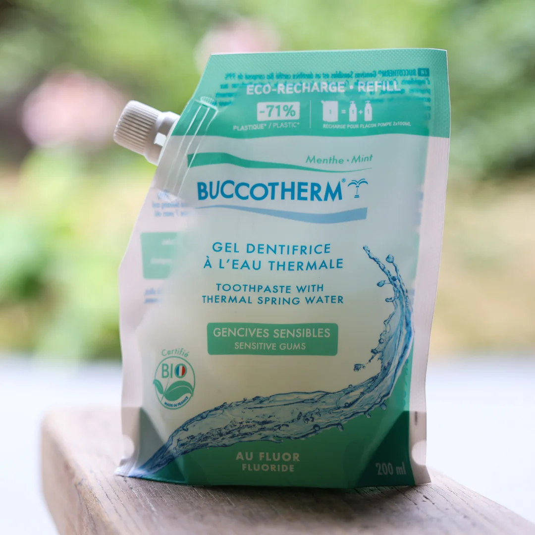 Eco-Refill Doypack of Toothpaste for Sensitive Gums 99% natural and organic certified made with Thermal Springwater - Mint 200ML