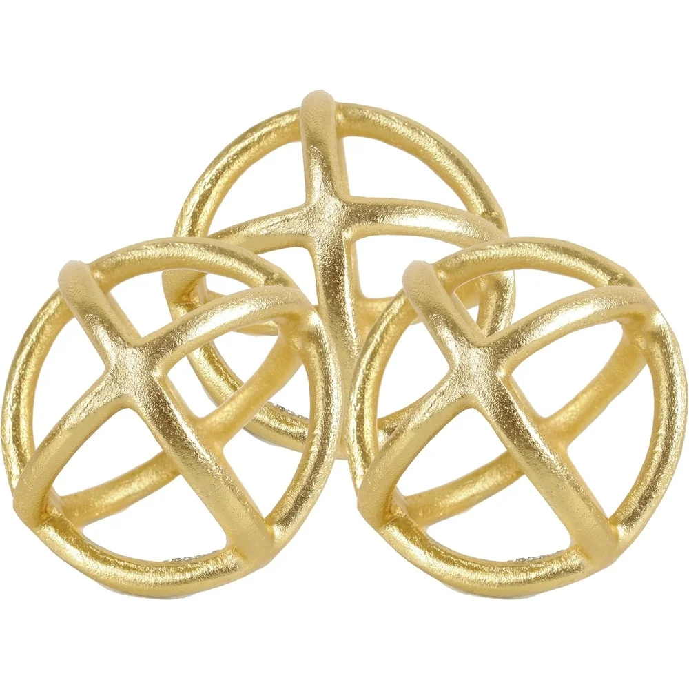 Modern Home Decor Accent Gold Color Geometrical Sphere Ball Design Sculpture Metal Ball Decorative Ornaments Wholesale Price Art
