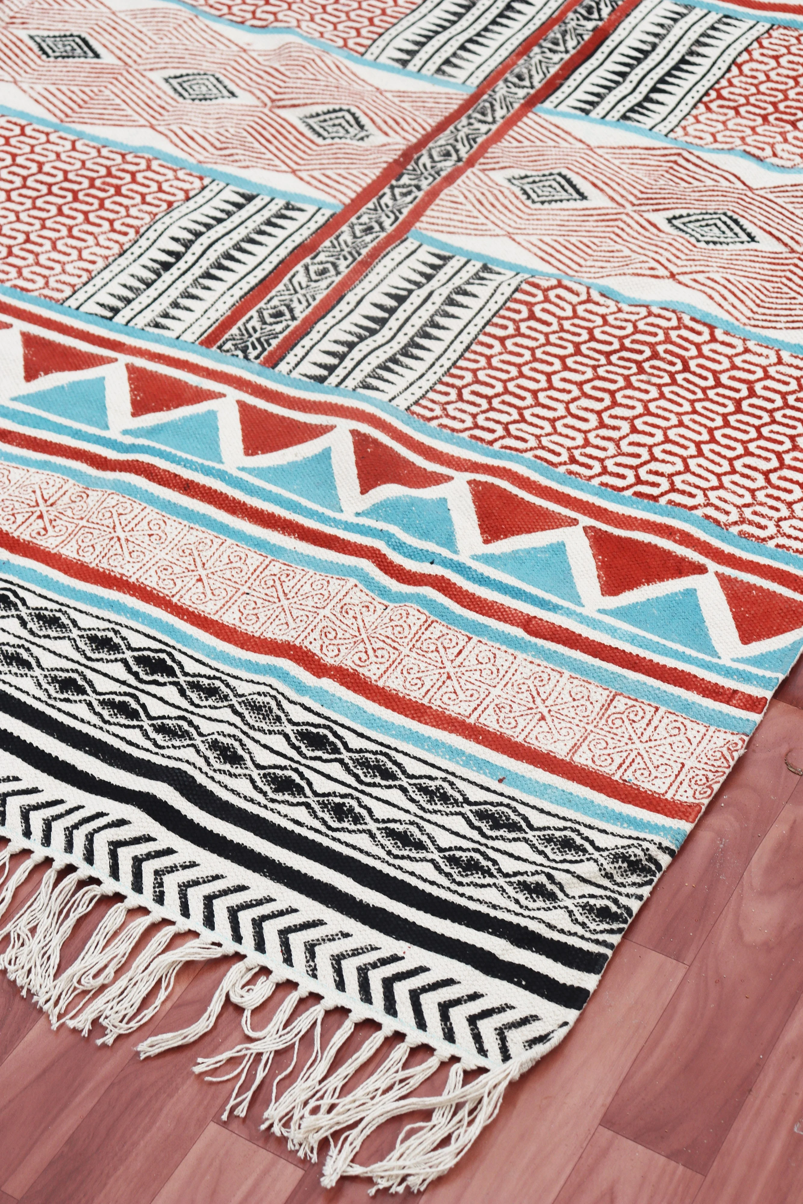 Carpet Plus Outdoor Garden Yoga Carpet Prayer Mat   Hand block Print Flat 100% Cotton Carpet Traditional Dining Room Rug