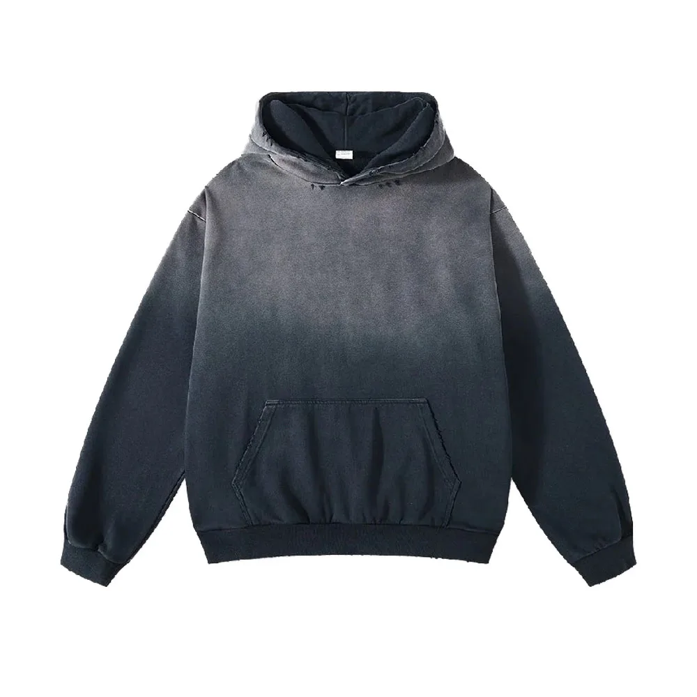 2024 Trending Oversized Acid Washed Distressed Hoodies Men Ripped Oversized vintage hoodies wholesale Heavy Weight