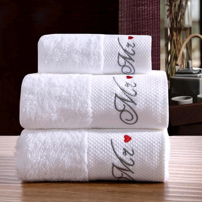 5 star hotel towels white custom logo bathroom linen 100% cotton face hand bath hotel towel set