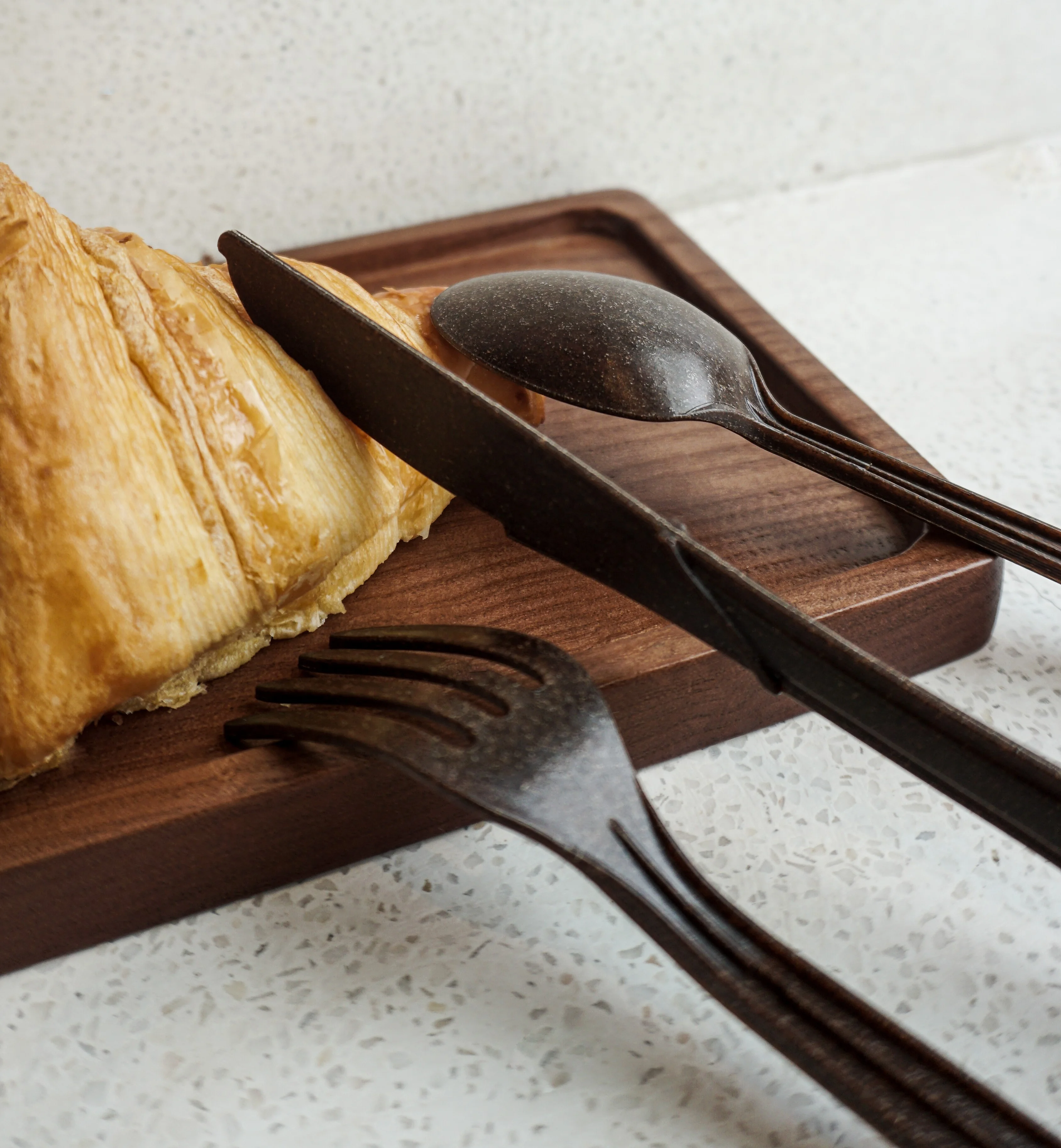 Biodegradable Disposable Cutlery Friendly With Environment Tableware Set (Knife Fork Spoon) From Coffee Grounds Veritas