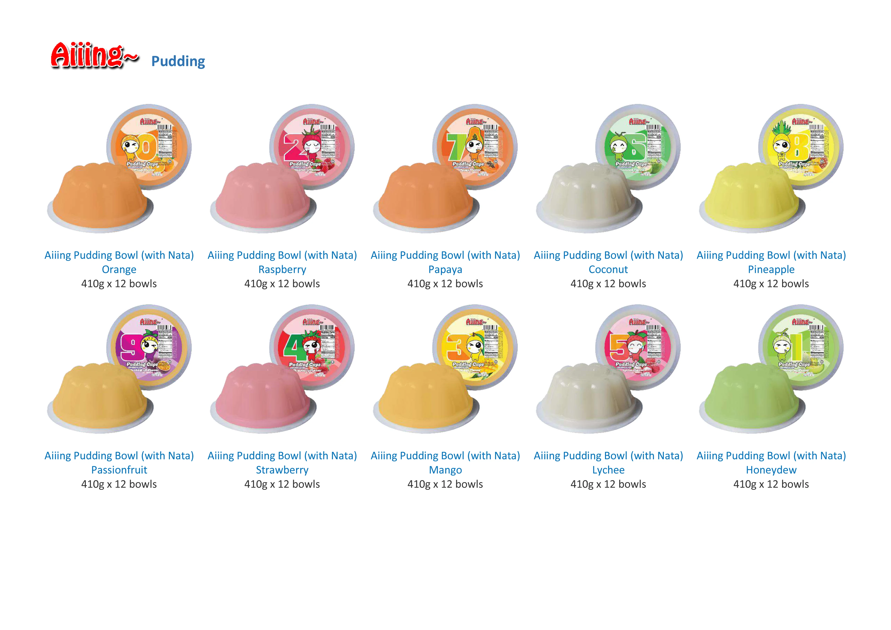 Aiiing Fruit Pudding Cups Aiiing Pudding Cups 110g x 6 cups x 16 pkts - Orange Flavour Pudding no Nata de Coco