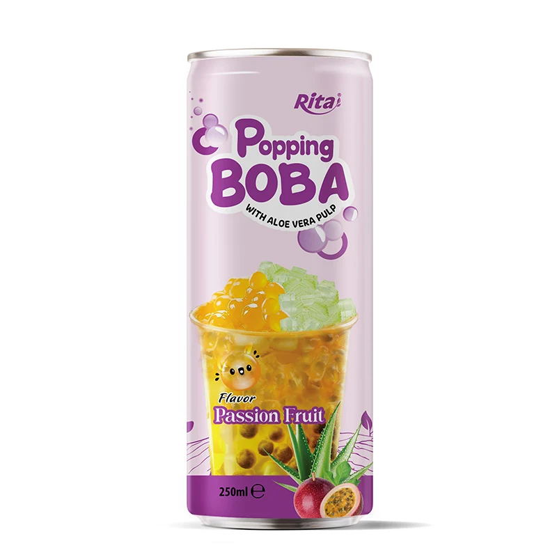 Hot Trending 250ml Can Bubble Tea Passion Fruit Flavor Free Sample Best Sell Refresh Your Body Fruit And Juice
