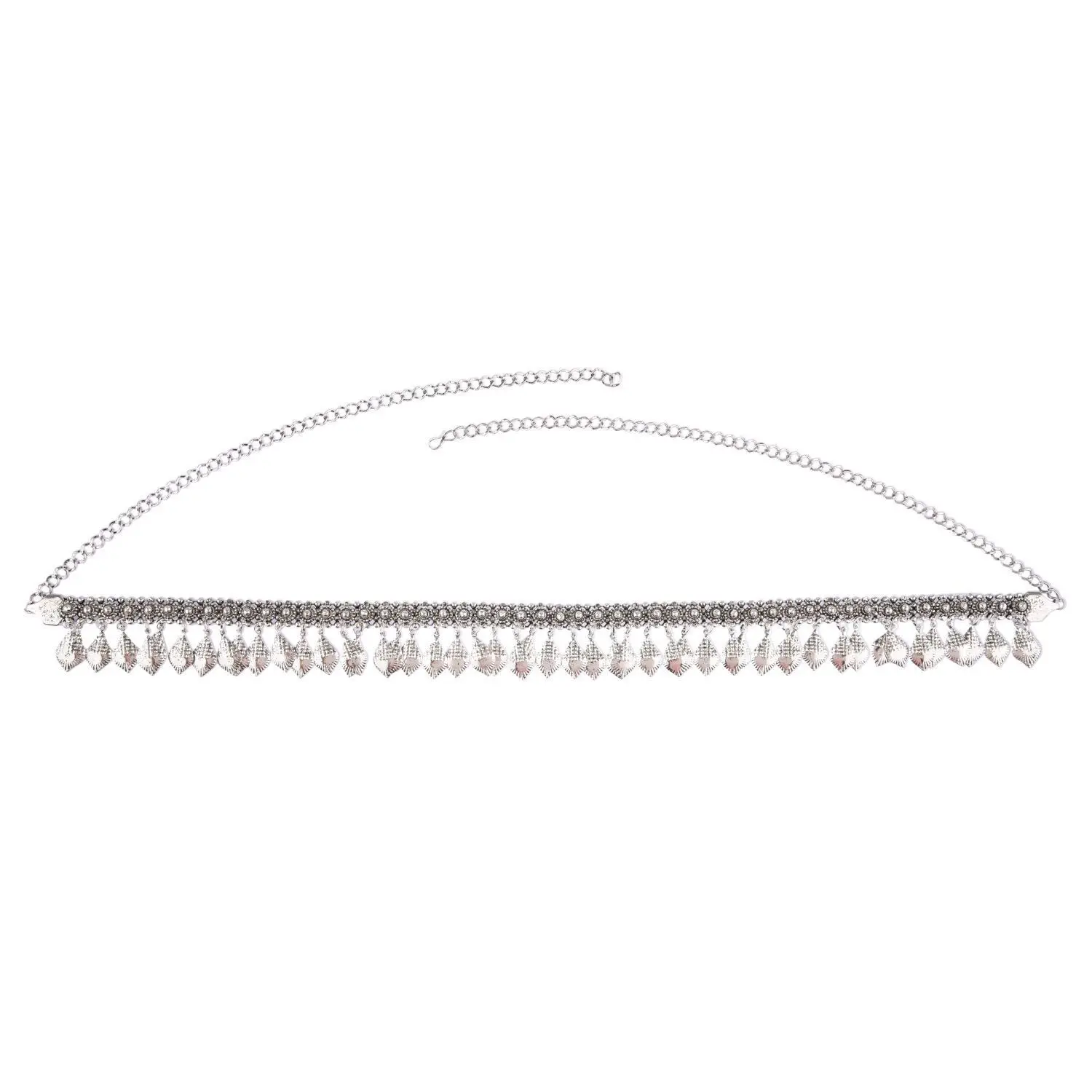 Indian Oxidized Jewelry Bridal Waist Belt Belly Chain with Leaf Charms Indian Wedding Jewellery Kamarbandh Body jewelry , Silver