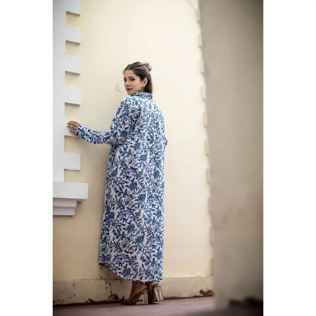 Wholesale Indian Cotton Floral Block Print Boho Hippie Style Dress Handmade Summer Cotton Dress Midi Gown Party Wear Dress