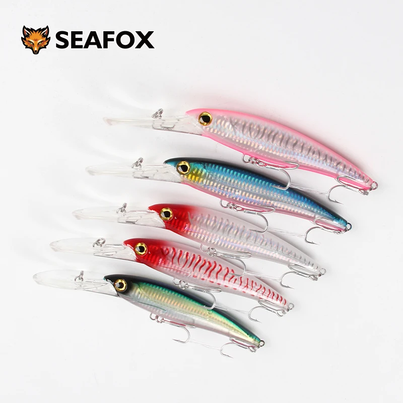 Seafox 160mm 2/0 ST56 Triple Hook Plastic Floating Magnums Saltwater Bass Fishing Lures Hard Minnow Lure Fishing Lure
