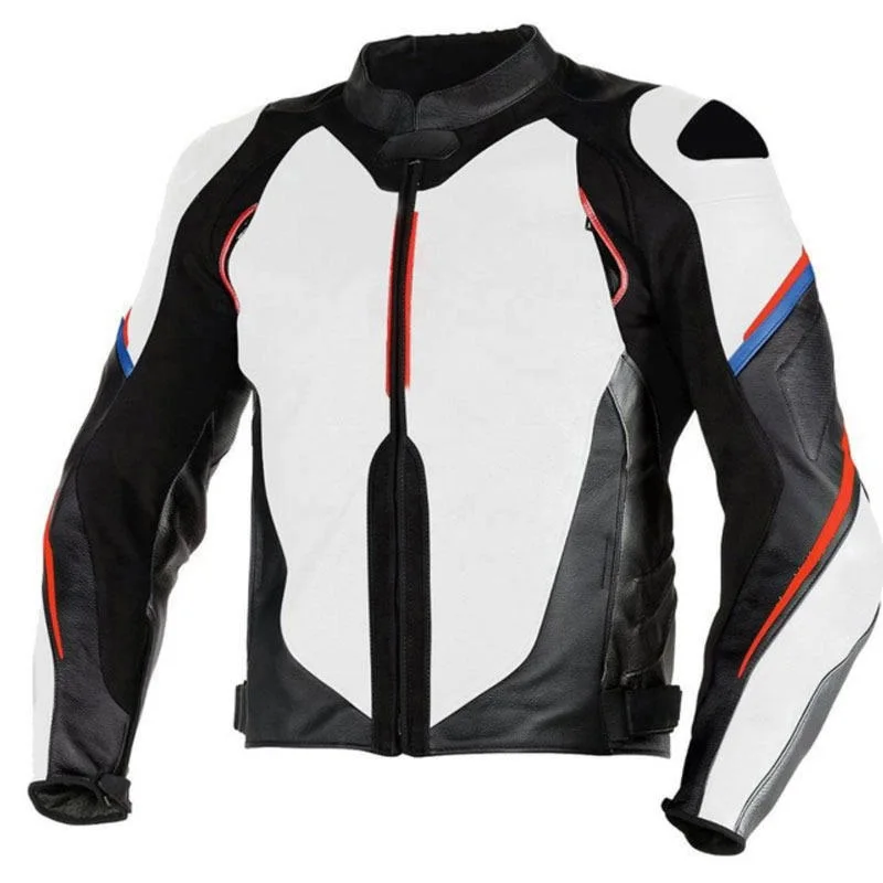 Breathable Design Summer 100% Leather Material Full Sleeves Motorcycle Racing Jacket Custom Logo Motorbike Leather Jacket
