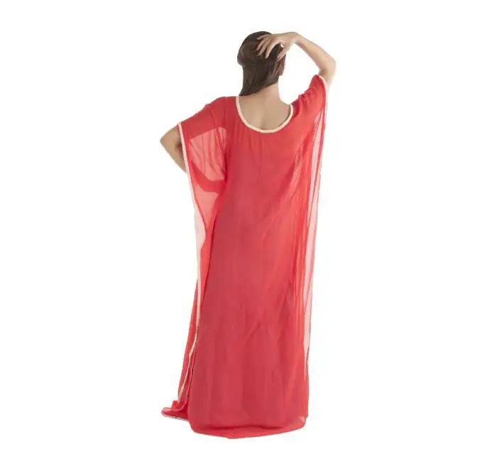 Simple Embroidered Chiffon Kaftan with Lace Work red color Poly Fabric Lining for Women and Girls beautiful custom dress