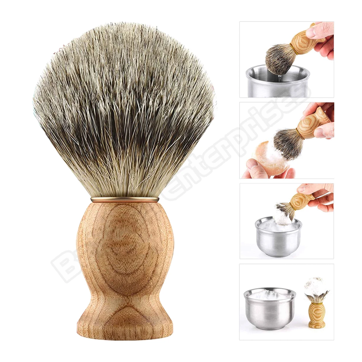 Shaving Brush Set Wholesale Straight Edge Barber Razor Shave Set Badger Brush & Bowl Mug for Men Beard Remover