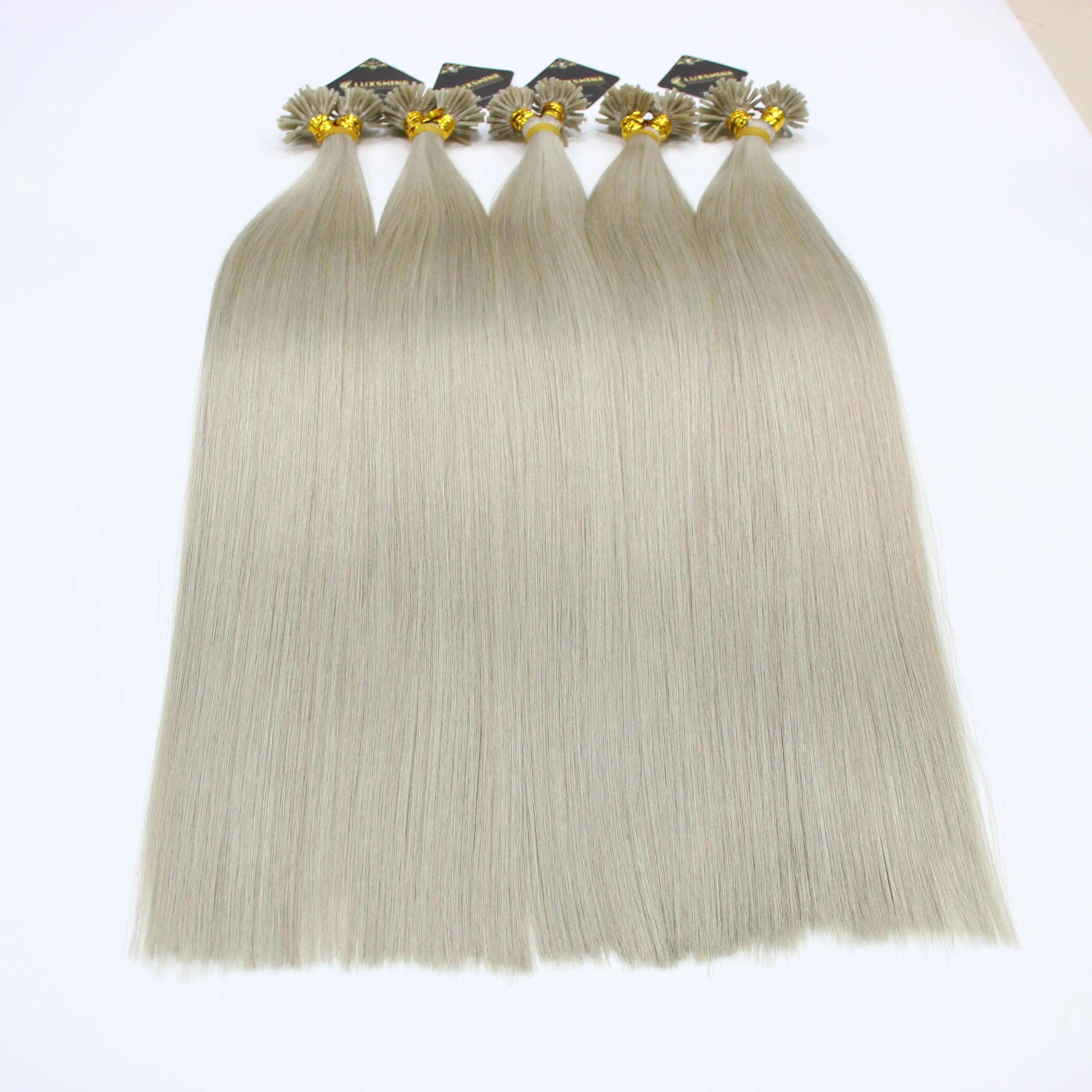 Wholesale 100% I Tip Human Hair Extension Double Drawn Virgin Hair Ash color #60ash Light Blonde