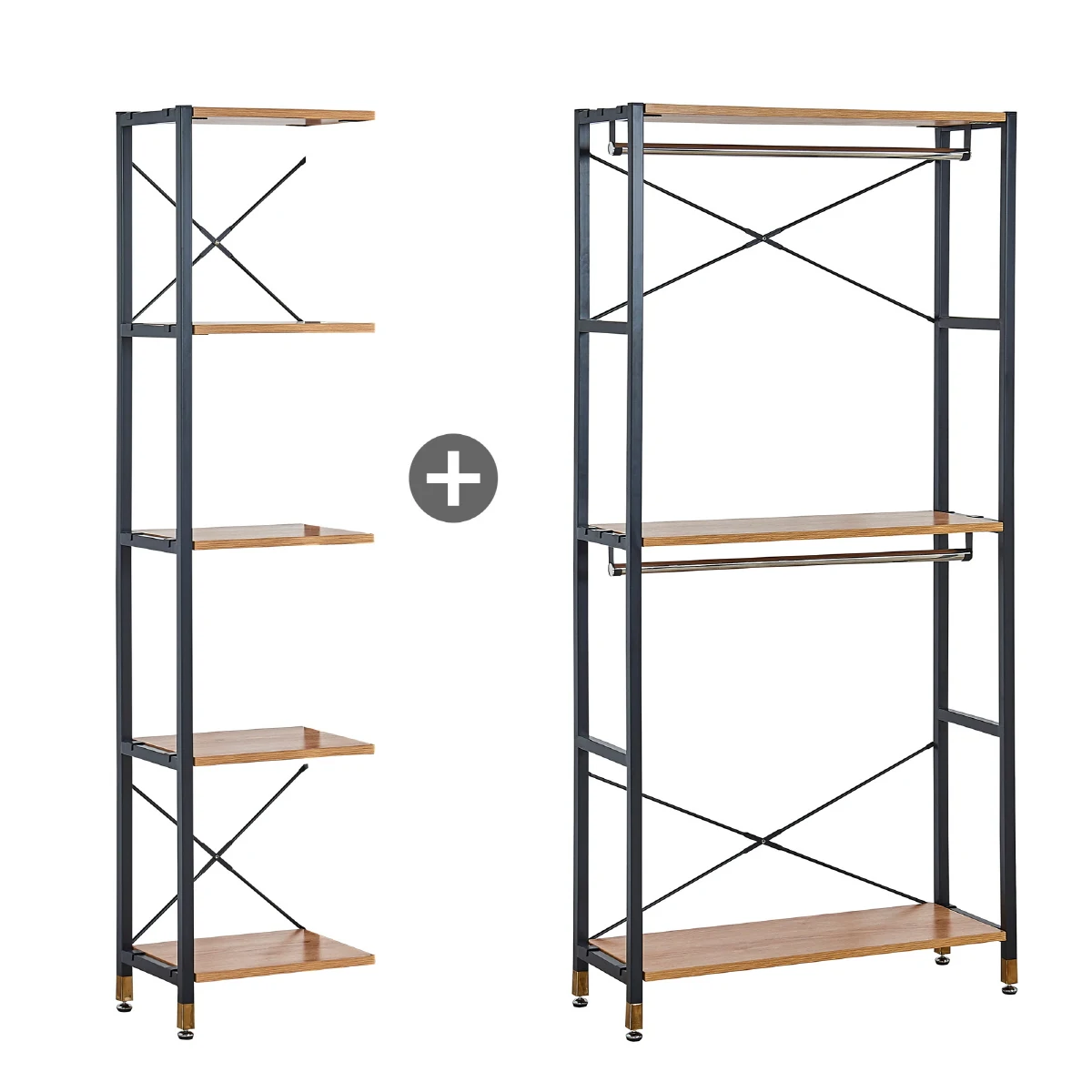 Walk in Closet Dividers Shelving Underwear Hanging Organizer System Wardrobe for Bedroom with Storage Boxes Drawer