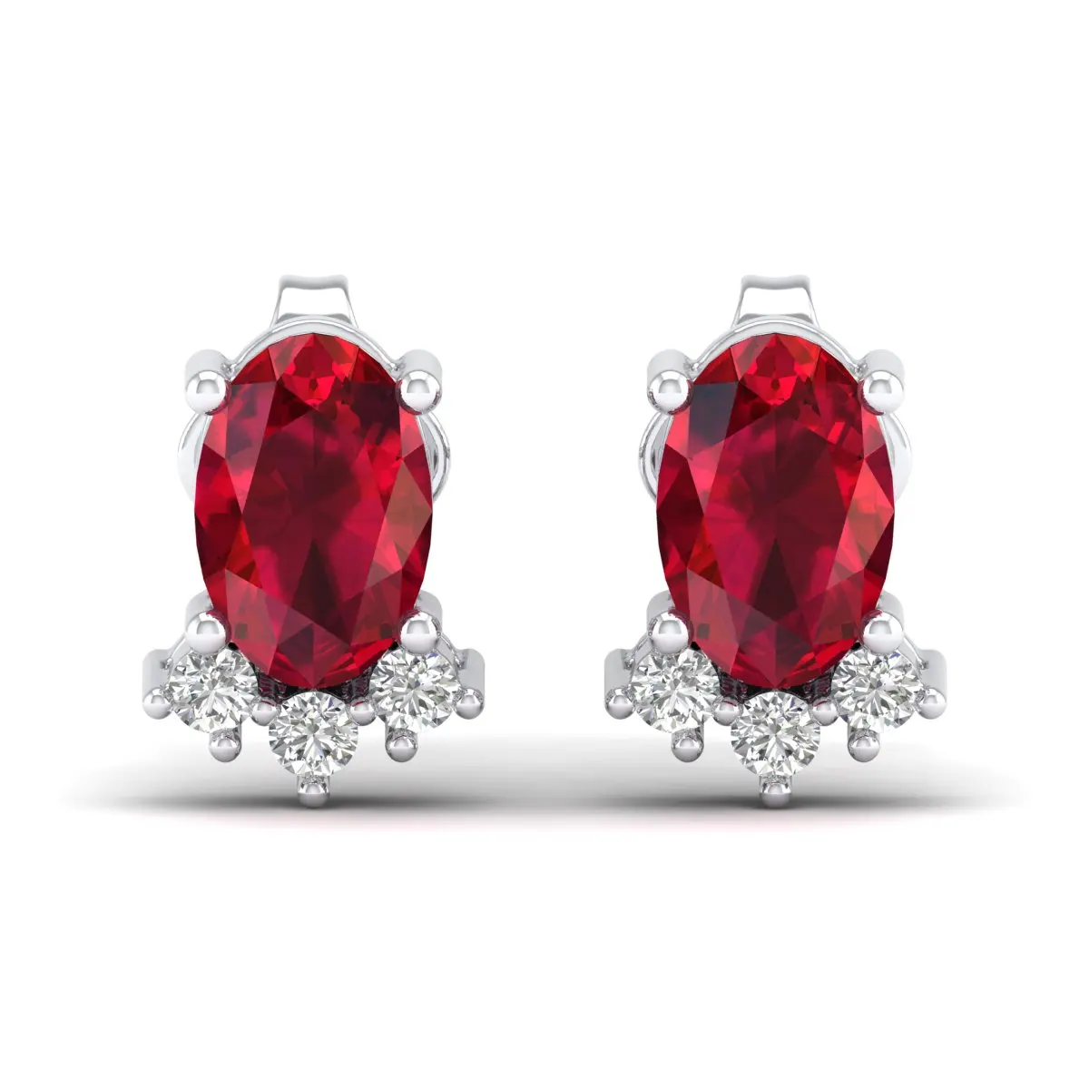 REYES High Quality Classic 14K Gold Diamond Stud Earrings Elegant Fashion Oval Cut 0.72 Carat Ruby Gemstone Jewelry For Women