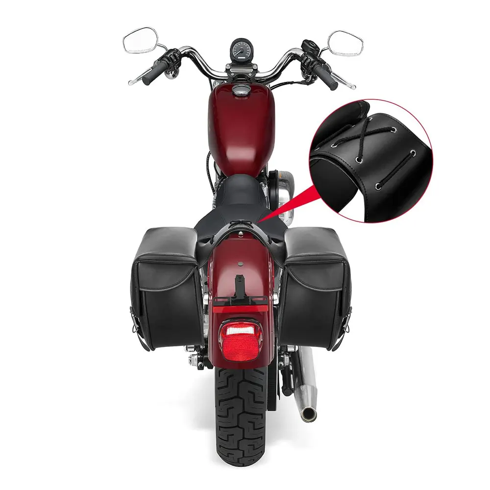 Leather Motor Saddle Side Bag Big Size For Motorcycle low price custom logo Motorbike leather made bags