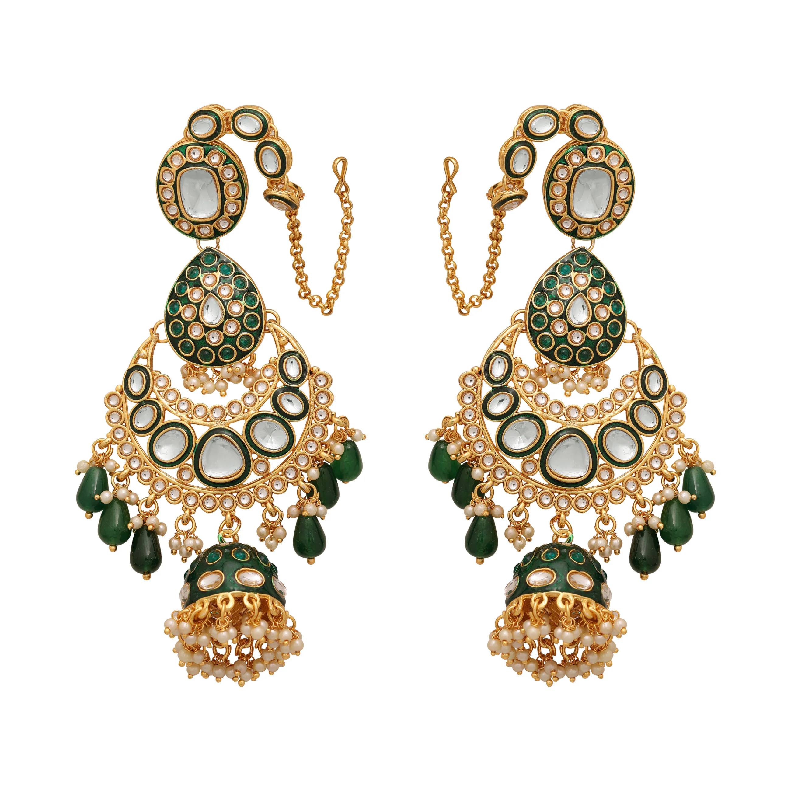 Gold plated Jodha Akbar Indian Style Kundan & Meena Work Beads Splendor Bridal Choker Set