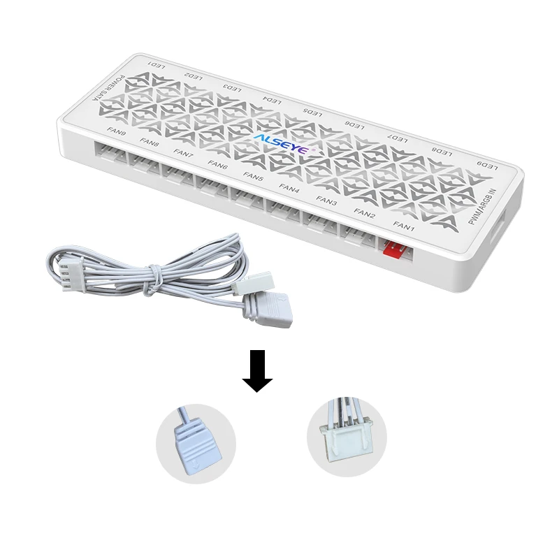 ALSYEY 5 в 3pin ARGB вентилятор Hub маленький PWM 4pin два в одном 1 Drag 9 разделитель PWM SATA контроль температуры питания подключение материнской платы