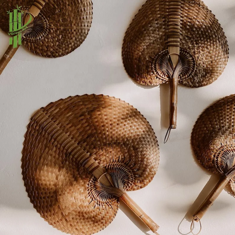 100% Natural bamboo hand-made fans brown heart shape fan mini small Hand Held Fan Paddle Summer many sizes