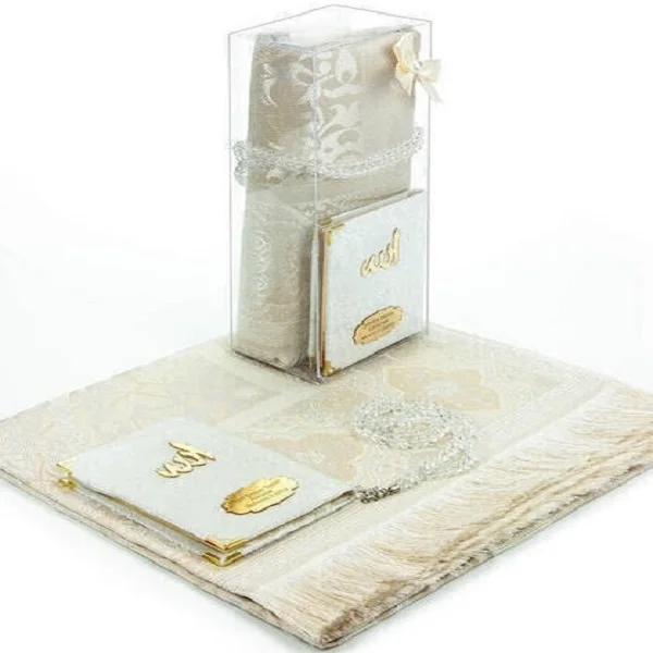 Muslim Gift Set Prayer Mat Tasbih Islamic Transparent Box for Ramadan Muslims Wedding Gifts and Souvenirs Quran Favor Cover