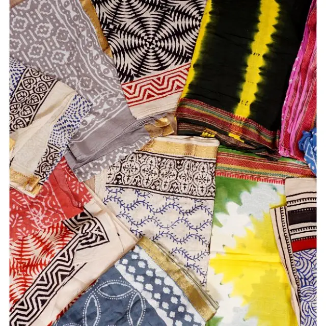 100%Cotton Bagru Print Hand Block Printed Pario Gaiter Sarongs Beach Cover Up Women Head Scarves