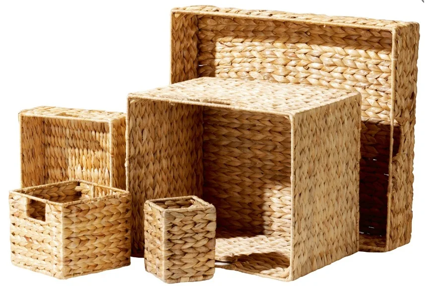 Colorful Eco-Friendly Picnic Fruit Water Hyacinth Storage Basket Woven Storage Basket from Vietnam Packed in Cartons and Boxes