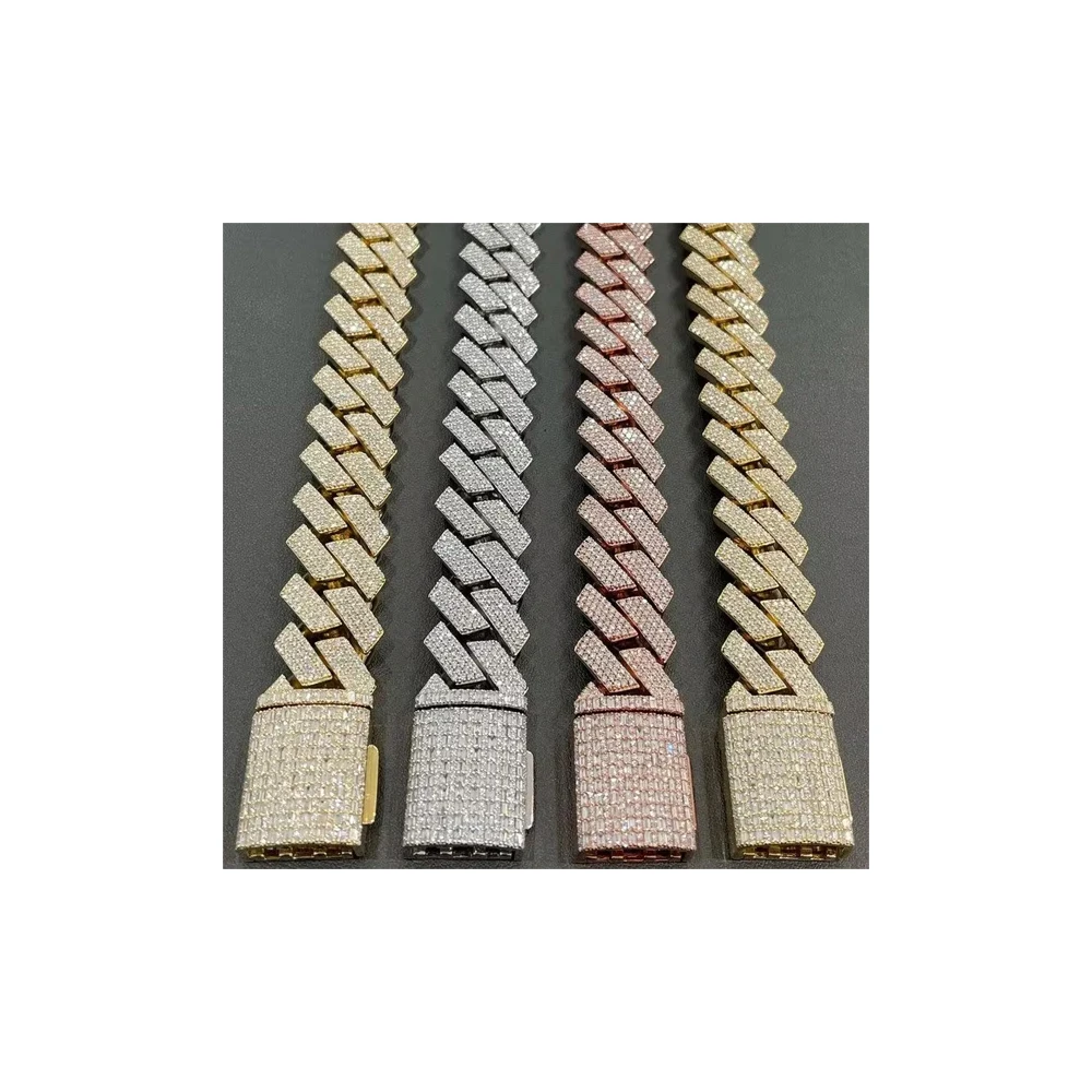 Top Garde Hip Hop Miami 14k Full White Gold Plated New Design Lock Iced Out Cuban Link Bracelet