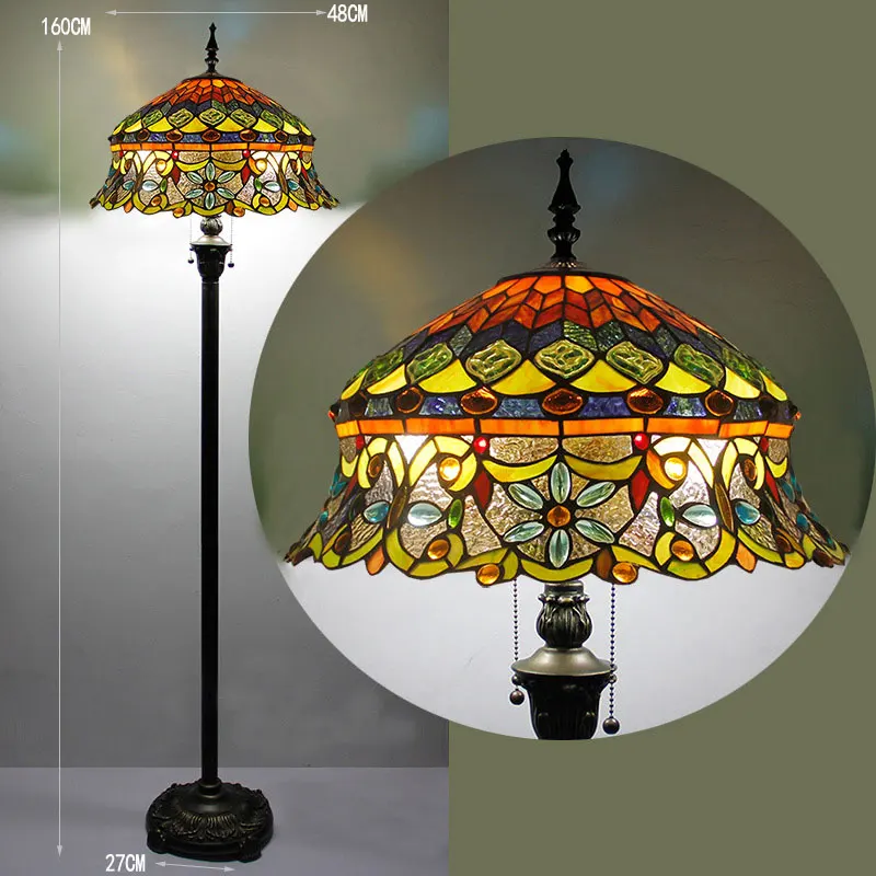 Lamp Parts Factory Supply Tiffany Style Floor Stained Glass Shade LED Metal Made in China Carton Customize 220V Round 10 - 60 VG