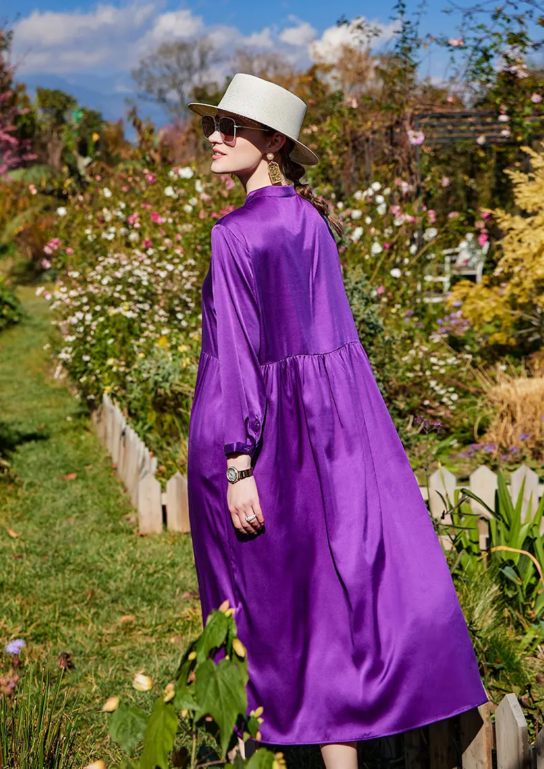 Wholesale Best Seller Design By Italy Latest Autumn Collection Solid Purple Beauty Dress For Women