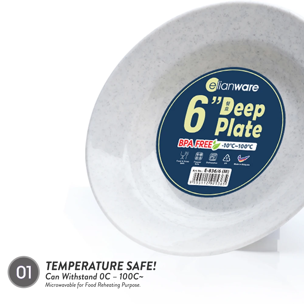 Elianware High Quality Plastic (PP) BPA Free Deep Plate Soup Plate Plastic Plate Manufacturer Malaysia Customize OEM