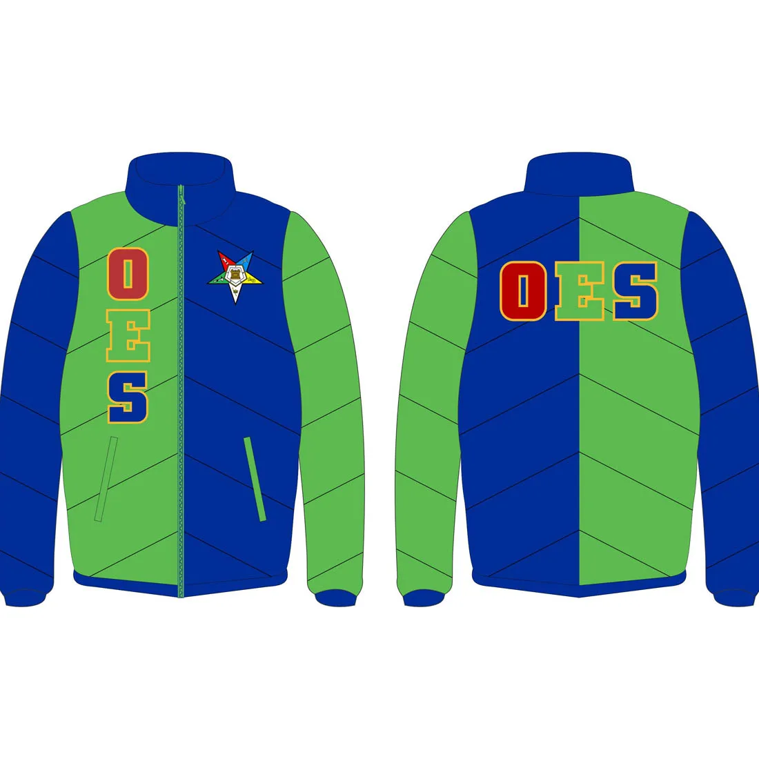 OES Embroidery High Quality Men Puffer Winter Jacket New Style Sorority and fraternity Puffer Jacket Made In Pakistan