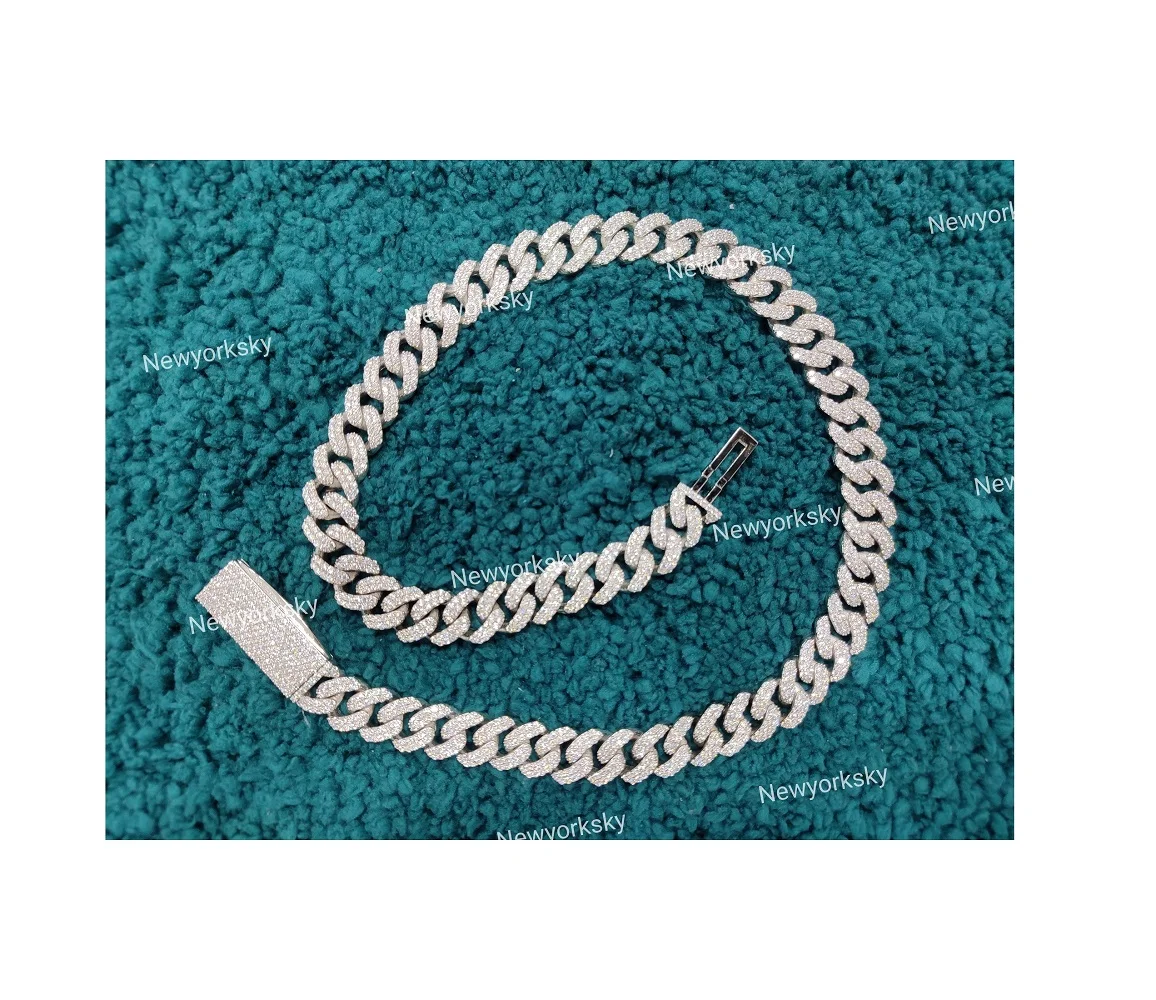 High on Demand 14MM Miami Cuban Link Moissanite Diamond Chain Necklace Iced Out Bling Charm for Sale from India
