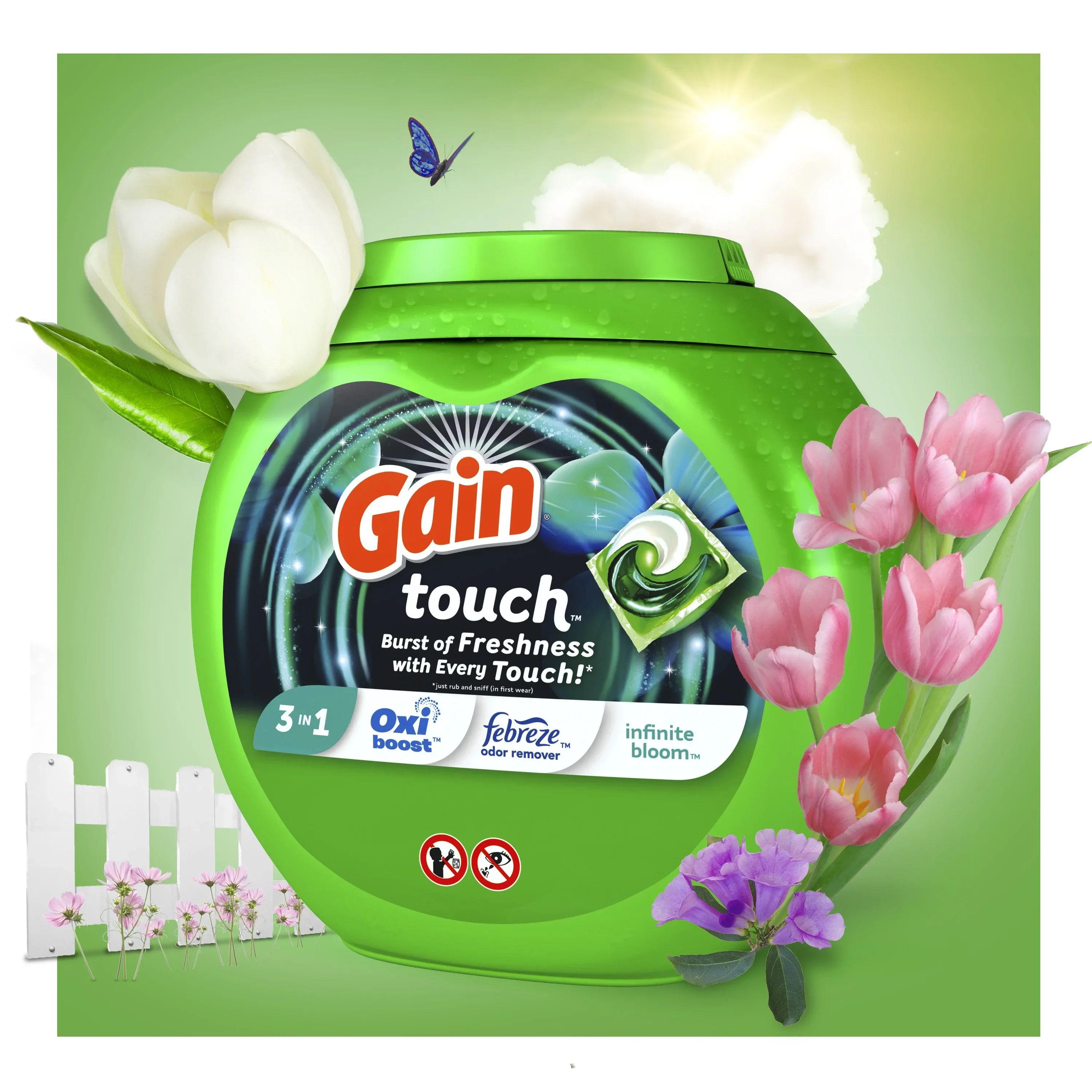 Buy Cheap Gain Touch Flings 31 Count Laundry Detergent Packs Infinite Bloom Scent Solid Cleaners
