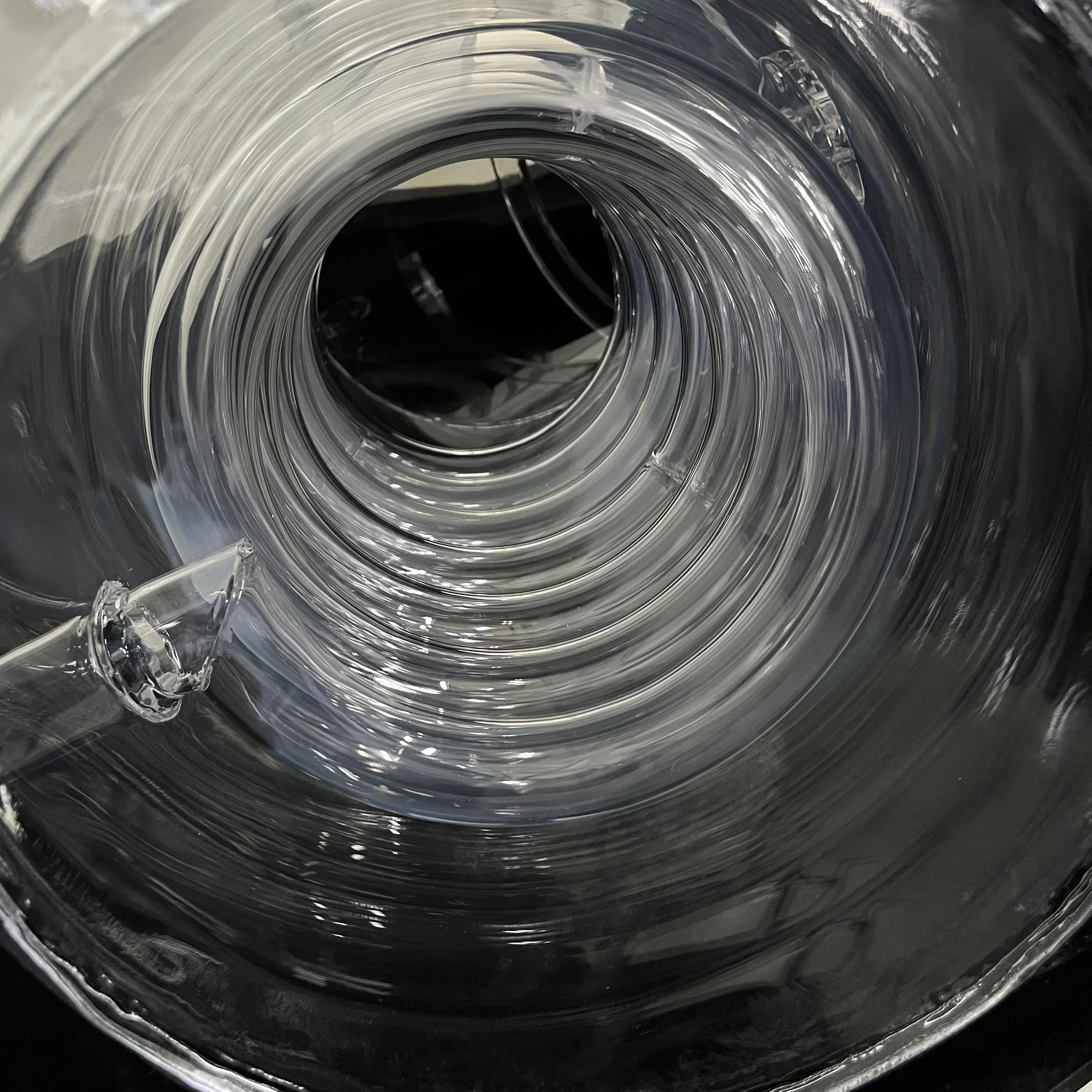 Heat resistant Transparent Large size Quartz tube with Quartz spiral tube and Quartz flange