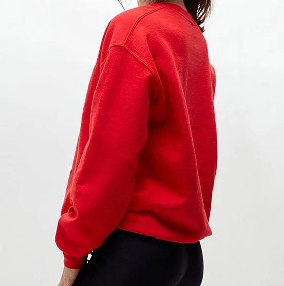 Red solid Custom Women Stylish Pullover custom no Sublimation Sweat Shirts Without Hood Design Factory Price Wholesale Casual