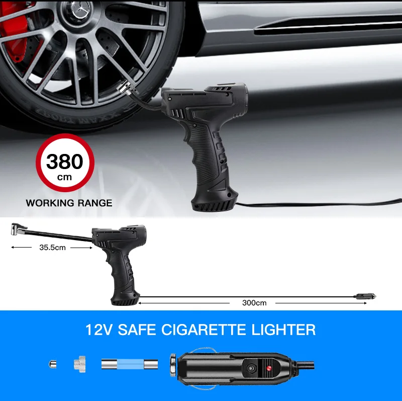 High Power Mini Car Tyre Inflator Electric Portable Air Pump Digital Car Air Compressor 12v Tires Inflators With LCD Display