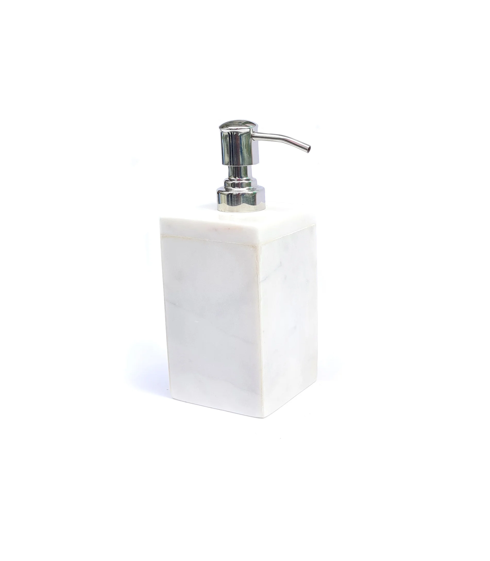 Natural Stone White Marble Liquid Soap Dispenser with Stainless Steel Pump in Round Square Rectangle Shape Luxurious Premium