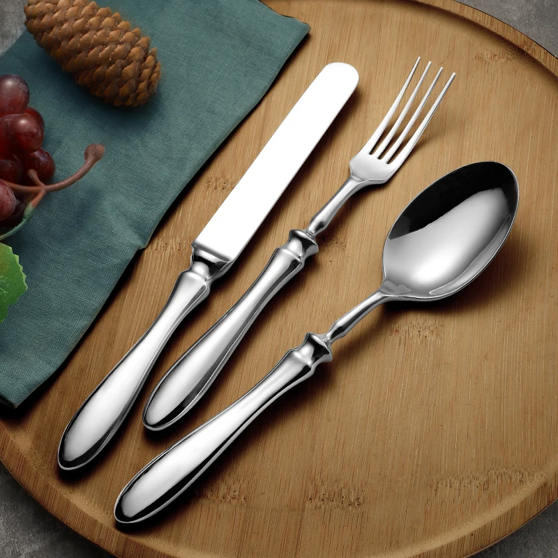 Dishware Safe Luxury Classic Spoon And Fork Set Dinner Knife Stainless Steel 304 Cutlery Set