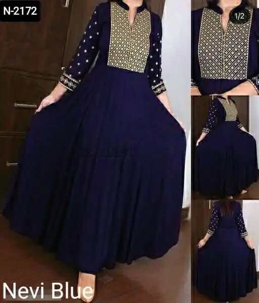 Latest Designer Indian Ethnic Wear Poli Rayon with Embroidery Work and Full Stitched Women Wear Kurtis for Party and Casual Wear