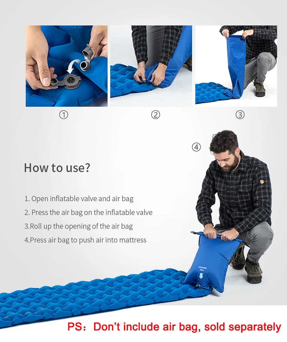 Ultralight TPU Compact Backpacking Inflatable Sleeping Mat Air Mattress Insulated Sleeping Pad for Camping Hiking Traveling