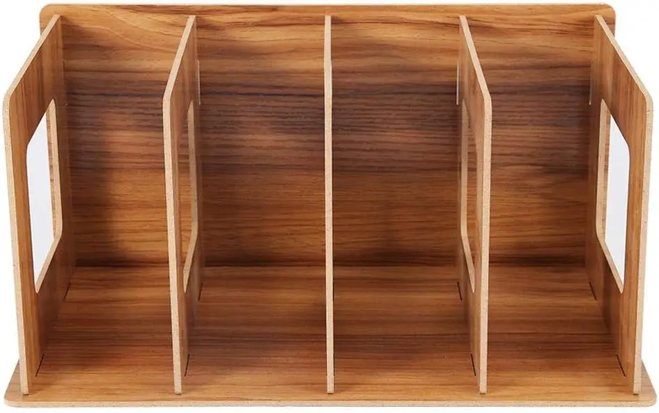 Wooden DIY Multifunctional Desktop Bookshelf Storage Rack Books DVD Magazine Holder for Students Teachers Kids Adult(Cherry Wood