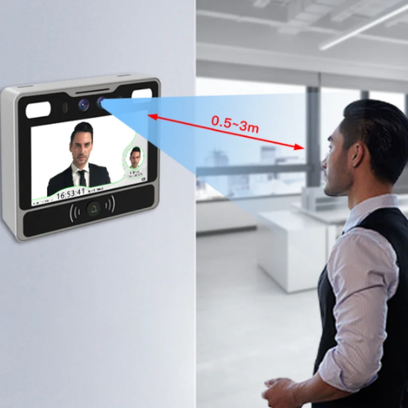AI Cloud software 5 Inches IPS Full View HD Screen Punch Multi-Face Card RFID SDK Face Recognition Access Control System