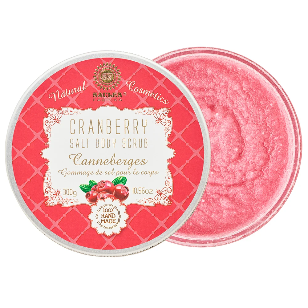 Juicy Salt Body Scrub 300g Cranberry Private Label Wholesale Best Seller All Skin Type Amazing Fragrance Shower Bath Sauna Use