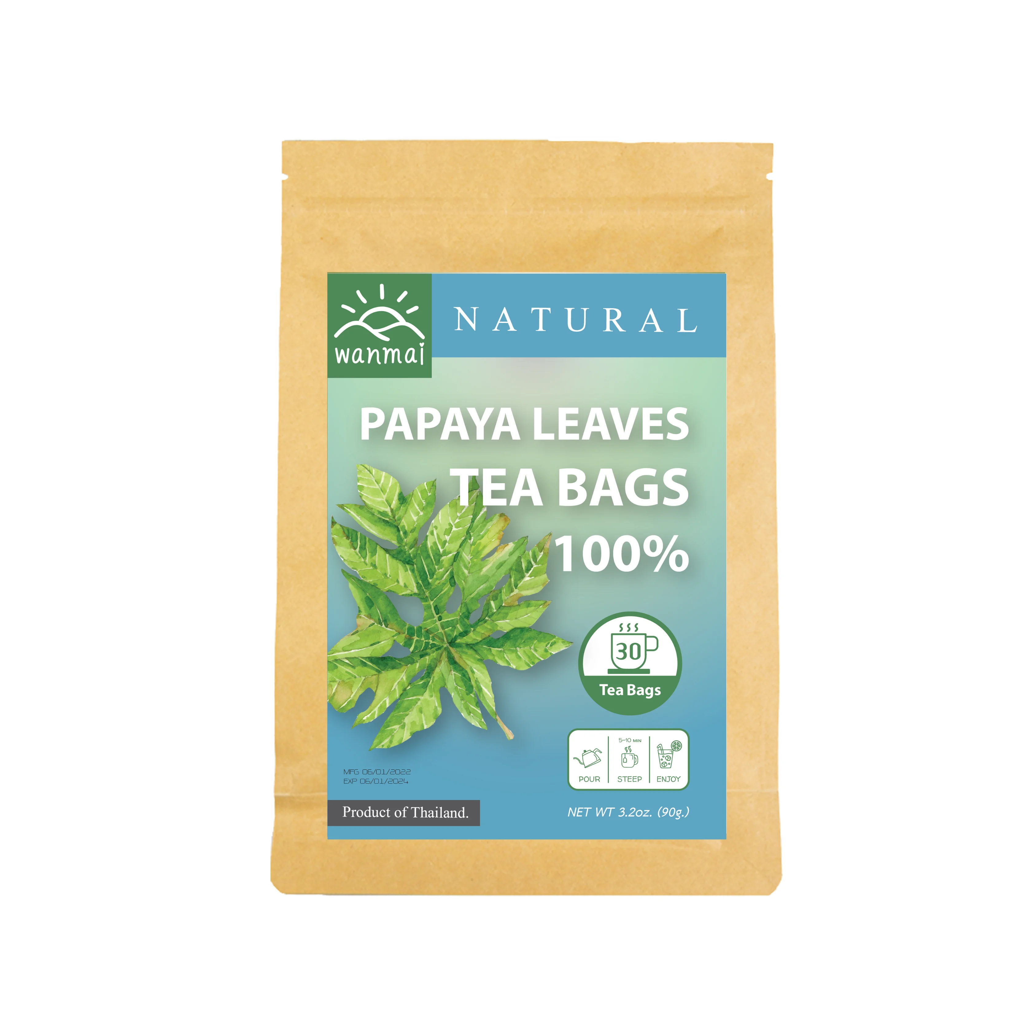 WANMAI29 Papaya leaves Tea  for Sell Bag Box Loose Bulk Style Packaging Organic Health Weight Shelf Origin Type Age Slimming Lif