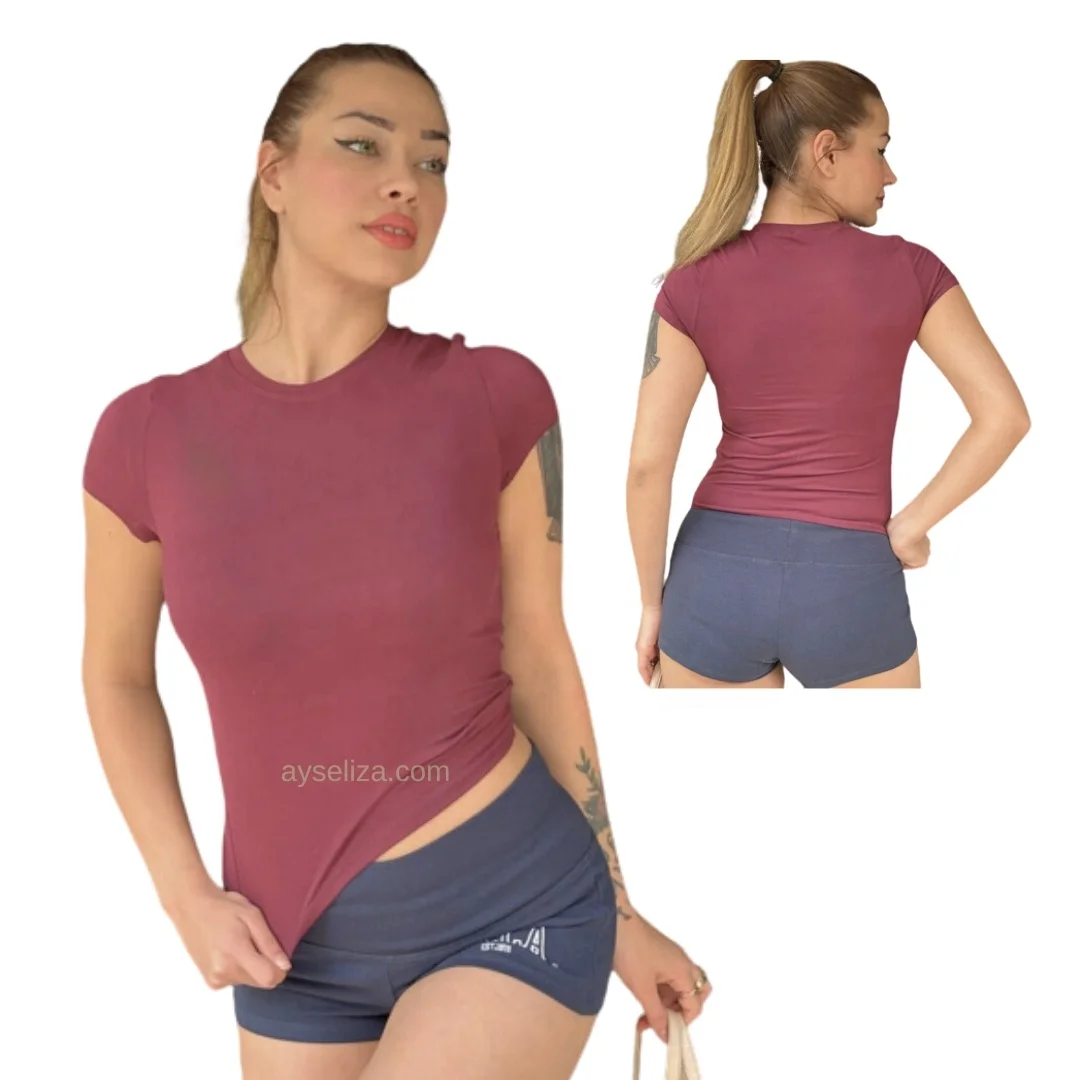 Бестселлер модная укороченная футболка дышащая хлопковая рубашка минималистского дизайна однотонные оптовая цена по прейскуранту завода-изготовителя