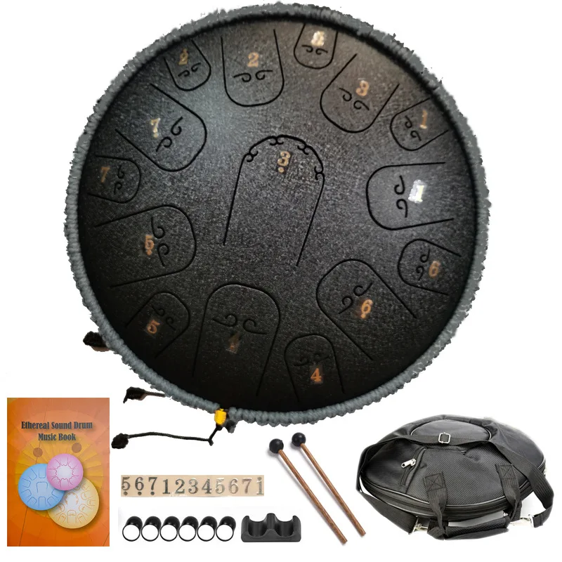 14inch 15Notes Steel Tongue drum percussion-instrument Handpan with carrying and mallets