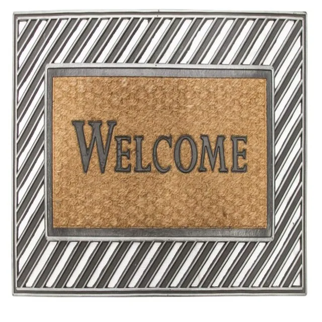 Handmade Quality Coir Iron Door Mats with Unique Plaid Pattern Durable Natural Karinadoor Mat from India for Home or Office