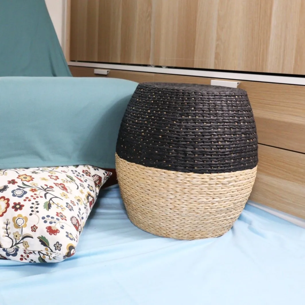 Rustic ottoman sofa comfortable water hyacinth pouf compostable chair cushion poufs for export from Vietnam