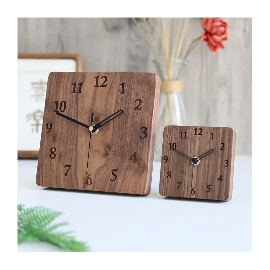 Creative decorative wooden table clock minimalist custom design stand clocks for home office
