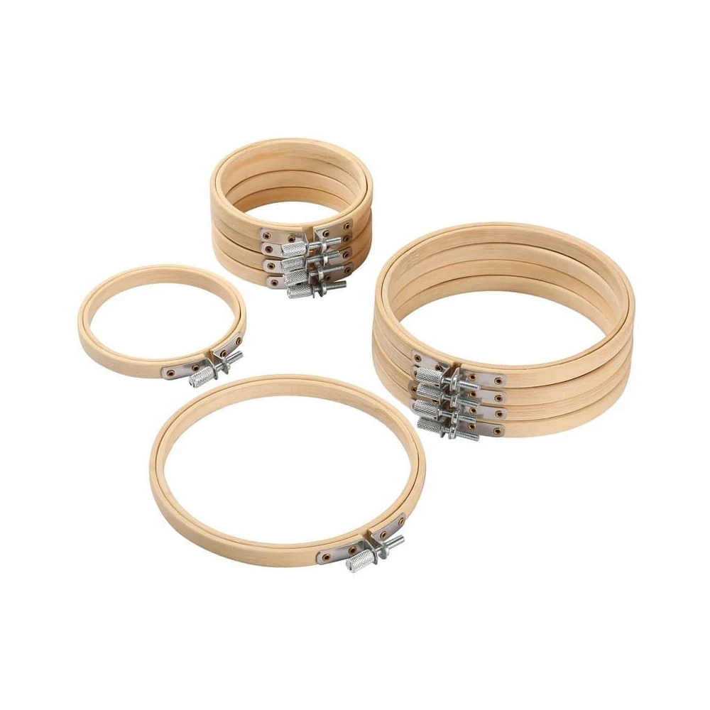 Wooden Embroidery Frame Adjustable Frame Circle Cross Stitch Hoops Wood Colour Ring Embroidery Hoop Frame