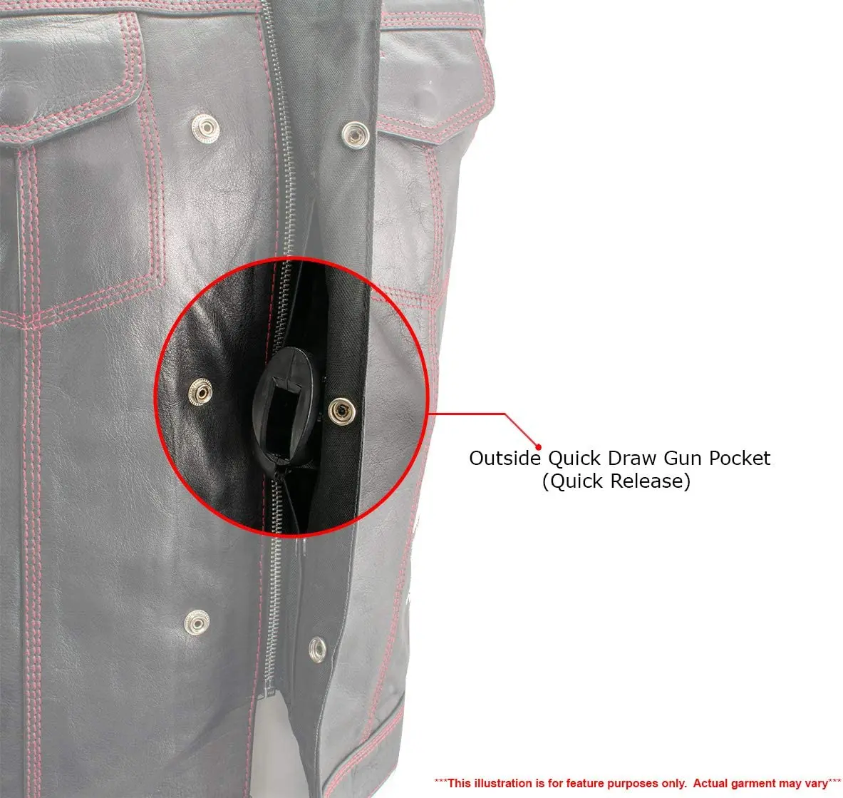 Mens Leather Vest with Red Stitching and USA Inside Flag Lining Jacket With Customize Labeling